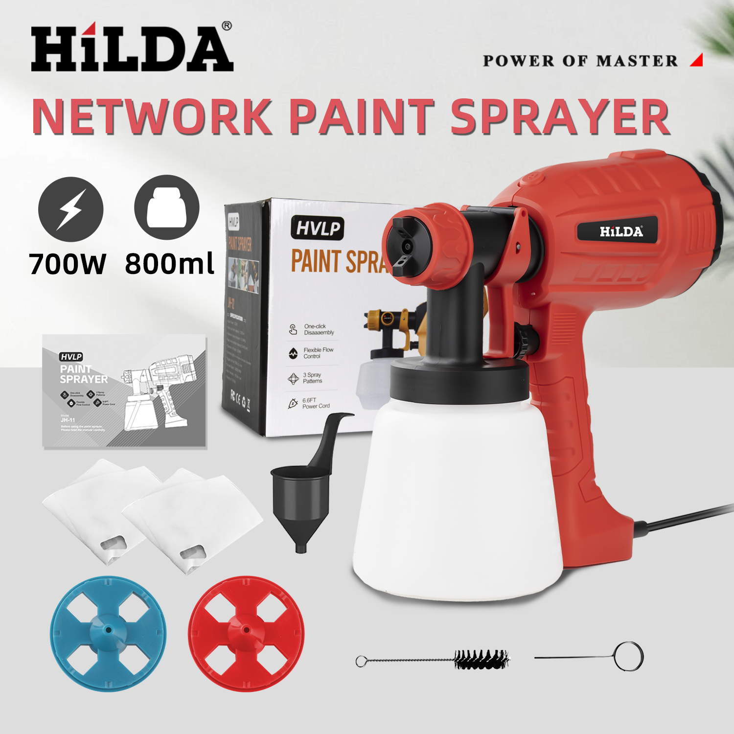 Power Tools Red - HILDA 800ML Electric Spray Gun Paint