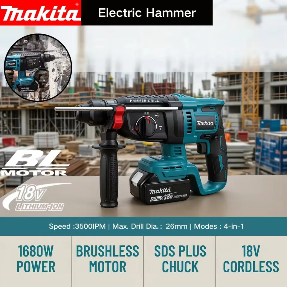 Power Tools Brand - Makita 26MM Brushless Electric Hammer Drill